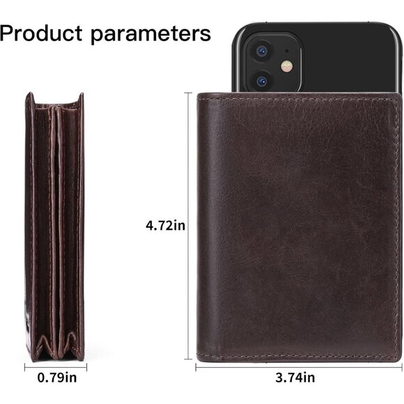 🆕Men's Coffee Leather RFID Bifold Wallet Large Capacity Credit Card Holder - Picture 3 of 6